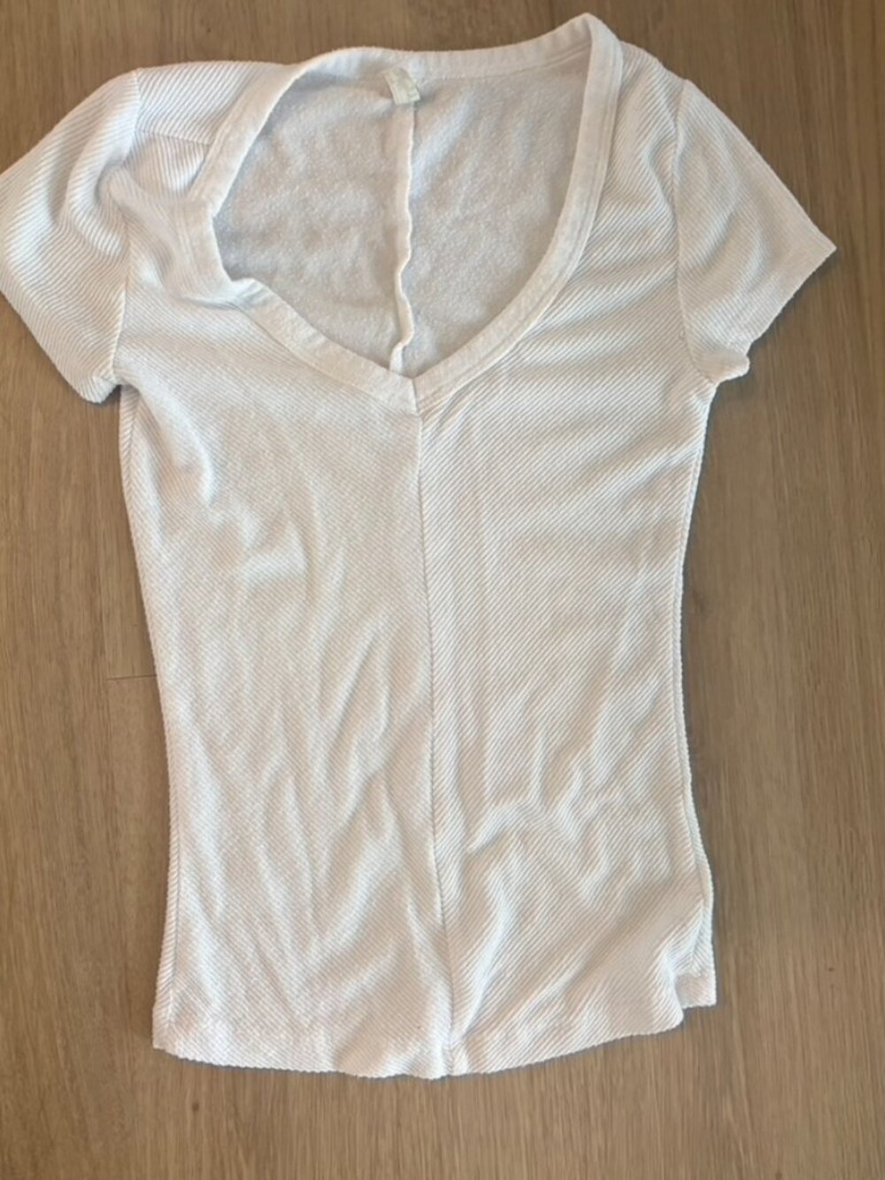 Free People Cap Sleeve V-neck white T shirt extra Small ribbed